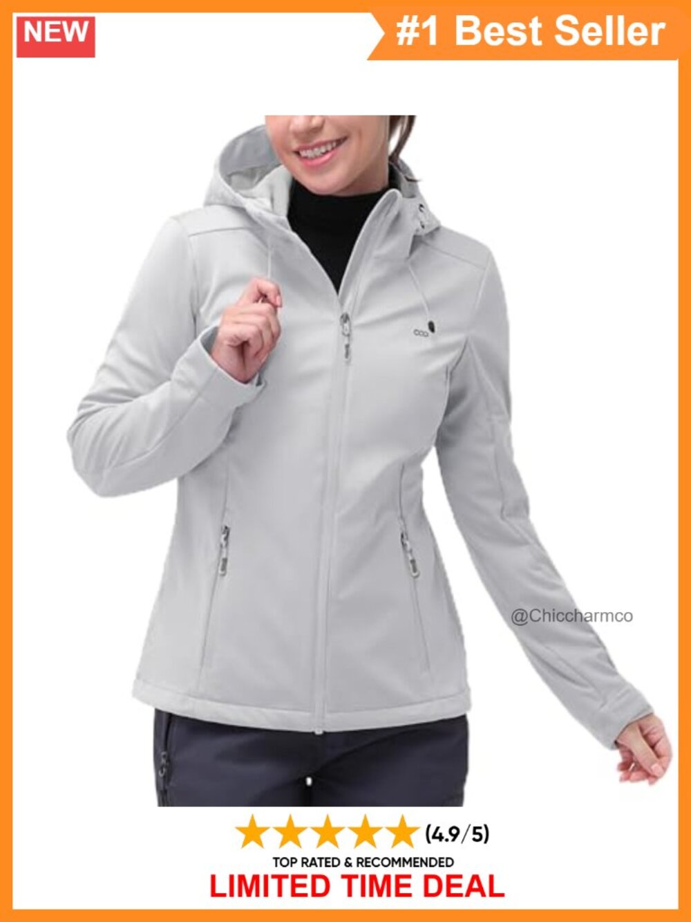 Women's Softshell Jacket Waterproof Lightweight Windbreaker Hooded